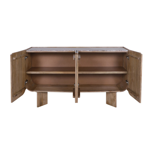 23279#62x35" Modern 4-door Cabinet, Tan/brown