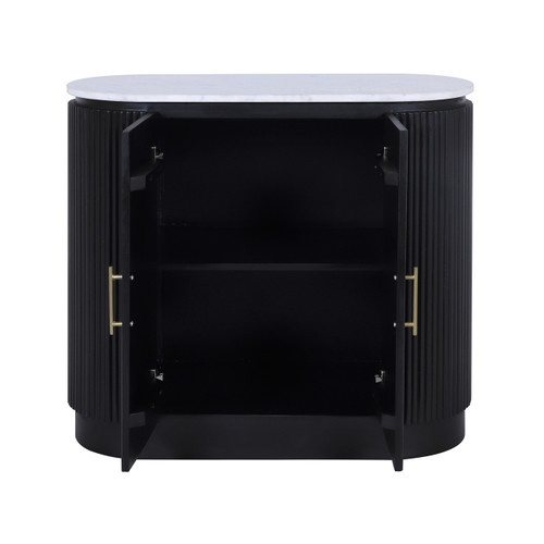 23281#34x29" Fluted 2-door Cabinet, White/black