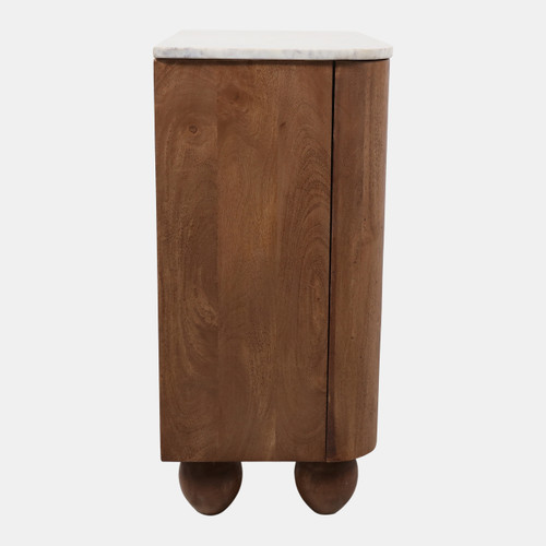 23282#30x30" Ball Feet 2-door Cabinet, White/brown