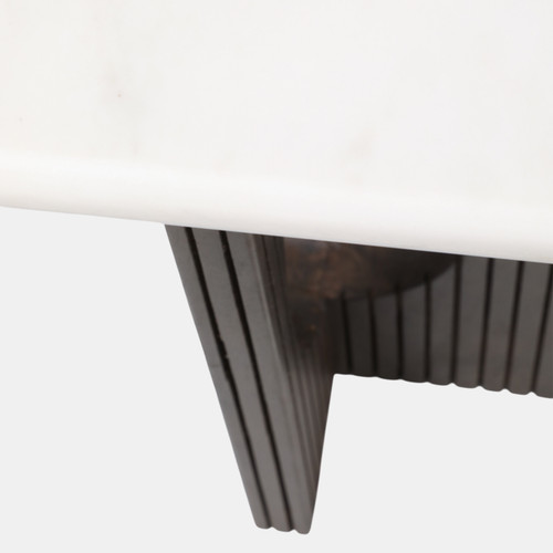 23286#52x30" Fluted Base Console Table, White/brown