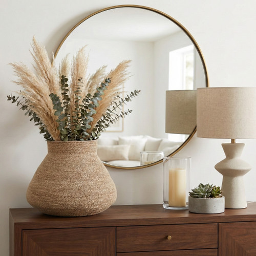 23301#17x13" Woven Jute Vase, Natural