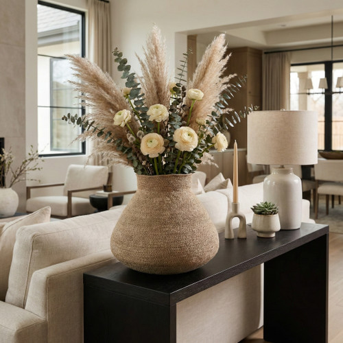 23301#17x13" Woven Jute Vase, Natural