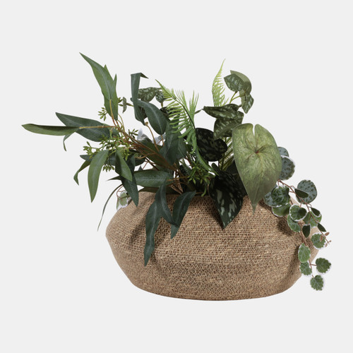 23302#16x7" Woven Jute Basket, Natural