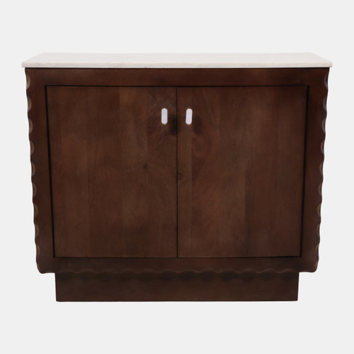 23311#34x29" 2-door Scallop Trim Cabinet, White/honey