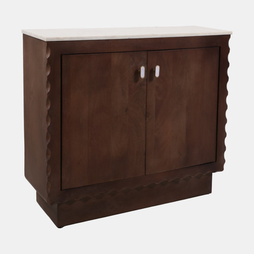 23311#34x29" 2-door Scallop Trim Cabinet, White/honey