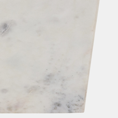 23312#22x14" Marble Square Side Table, White