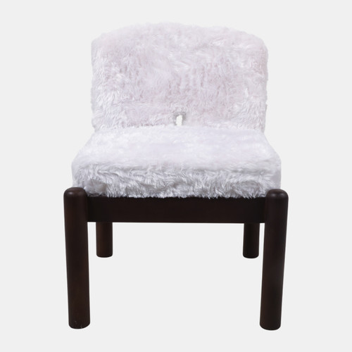 23315#35x29" Faux Fur Accent Chair, White