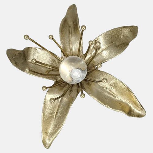 23321#9x9" Flower W/ Acrylic Orb, Gold