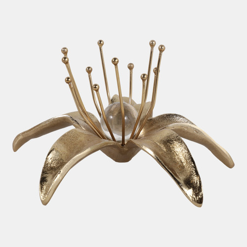 23321#9x9" Flower W/ Acrylic Orb, Gold