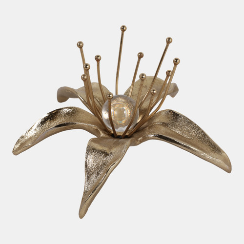 23321#9x9" Flower W/ Acrylic Orb, Gold