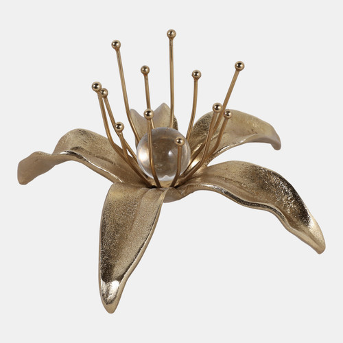 23321#9x9" Flower W/ Acrylic Orb, Gold