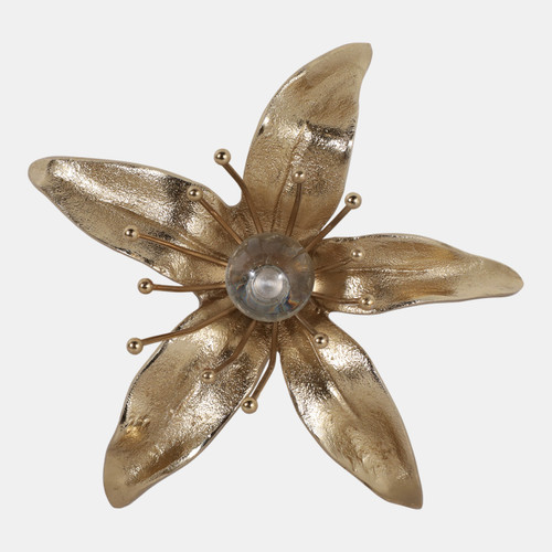 23321#9x9" Flower W/ Acrylic Orb, Gold