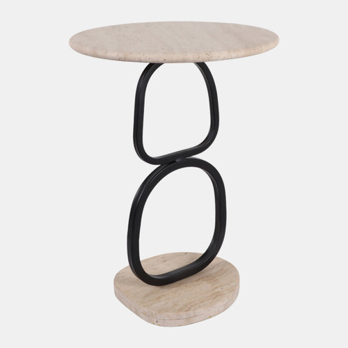 23323#22x16" Open Base Travertine Top Accent Table, Kd