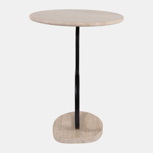 23323#22x16" Open Base Travertine Top Accent Table, Kd