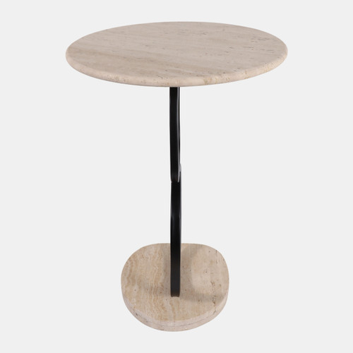 23323#22x16" Open Base Travertine Top Accent Table, Kd