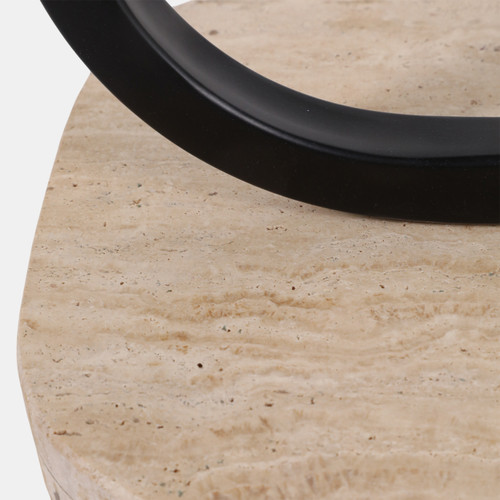 23323#22x16" Open Base Travertine Top Accent Table, Kd