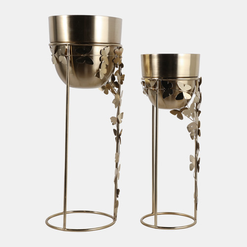 23324#S/2 24/29" Trailing Butterflies Planters, Gold
