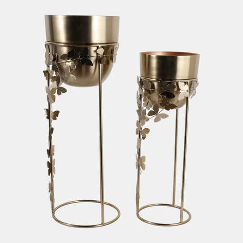 23324#S/2 24/29" Trailing Butterflies Planters, Gold
