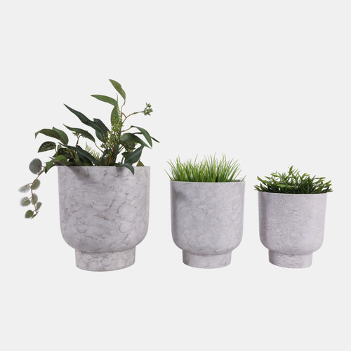 23333-01#S/3 9/10/11" Marbled Finish Planters, Ivory