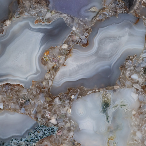 18800-03#14x9" Agate Tray W/ Gold Handles, Blue