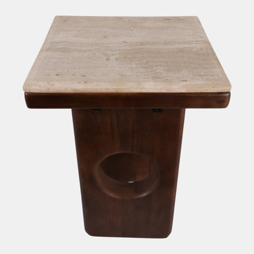 23338#21x16" Rounded Edge Square Accent Table, Tan/br Kd