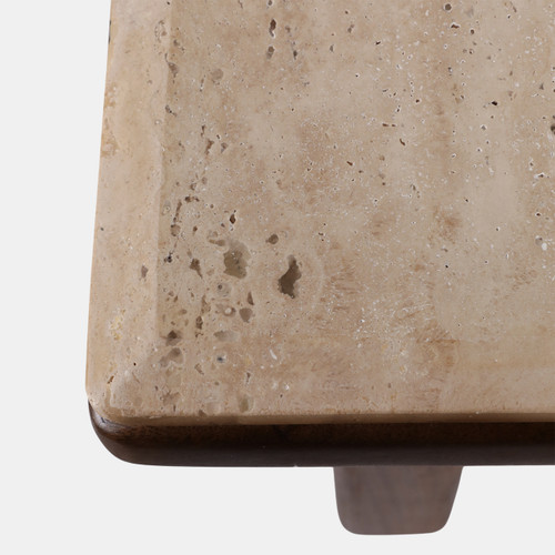 23338#21x16" Rounded Edge Square Accent Table, Tan/br Kd