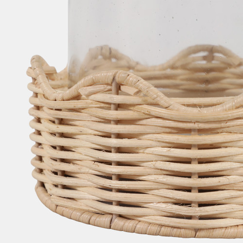 23355-02#10x6" Raffia Scallop Base Hurricane, Natural