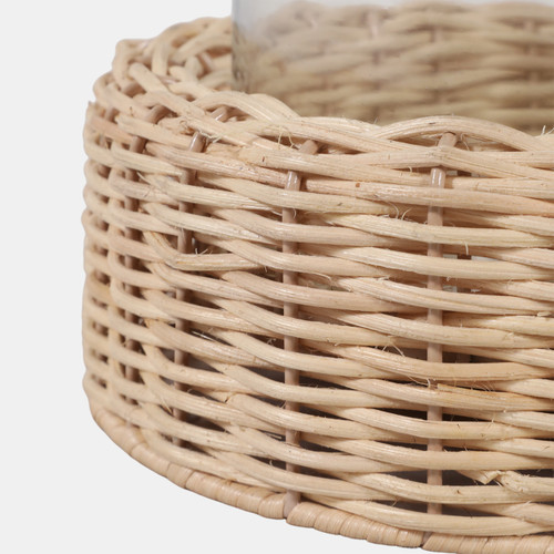 23357#S/2 9/12" Raffia Base Hurricane, Natural