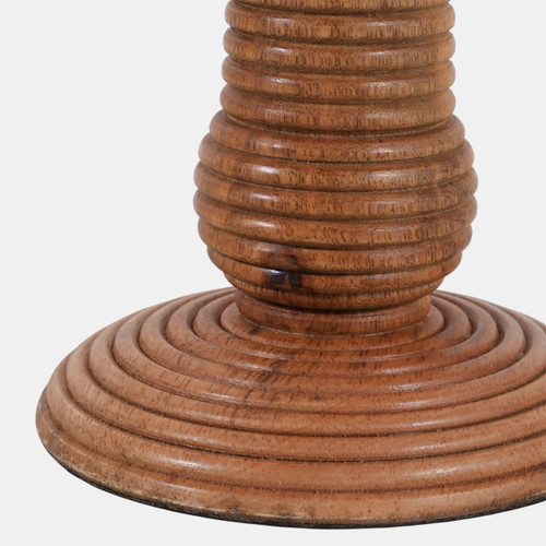 23358-02#13x6" Ribbed Mango Wood Pillar Holder, Natural