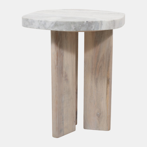 23360#22x18" Modern Marble Top Accent Table, Beige/brown
