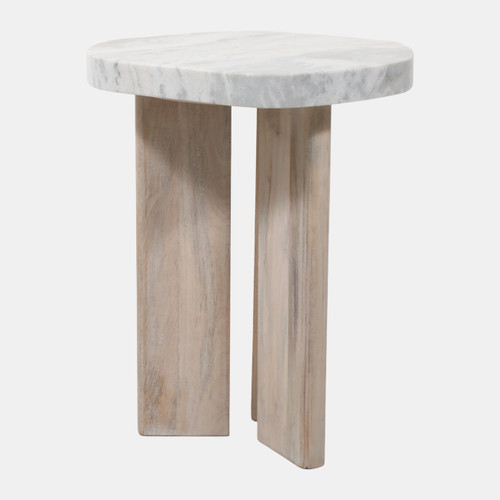23360#22x18" Modern Marble Top Accent Table, Beige/brown