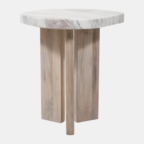 23360#22x18" Modern Marble Top Accent Table, Beige/brown
