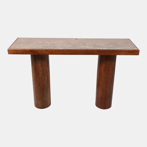 23363#52x31" Console Table W/ Forest Brown Marble Top, B