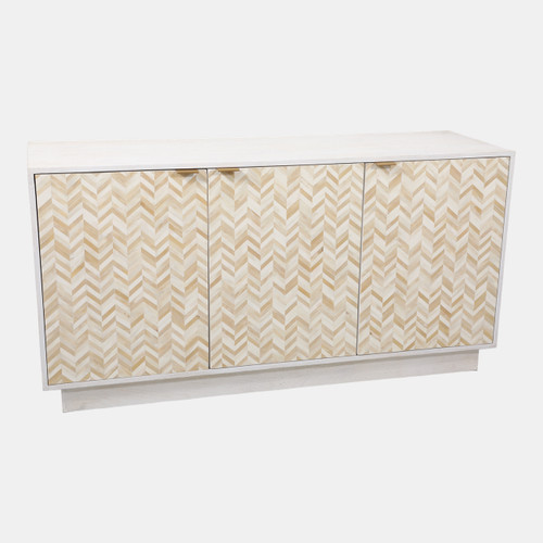 23367#57x29" 3-door Herringbone Bone Inlay Cabinet, Ivor