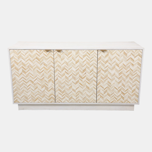 23367#57x29" 3-door Herringbone Bone Inlay Cabinet, Ivor