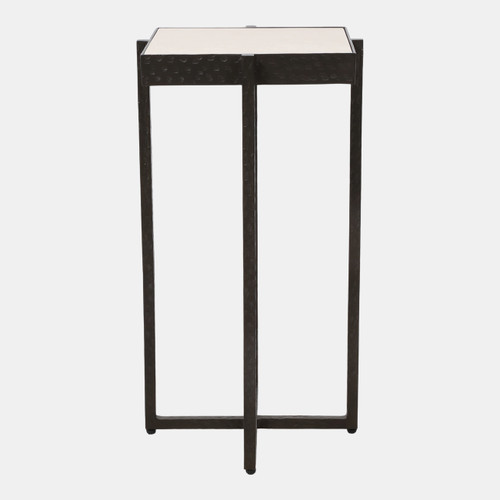 23369-01#22x12" Marble & Forged Metal Accent Table, Beige/b
