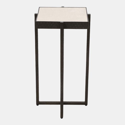 23369-01#22x12" Marble & Forged Metal Accent Table, Beige/b