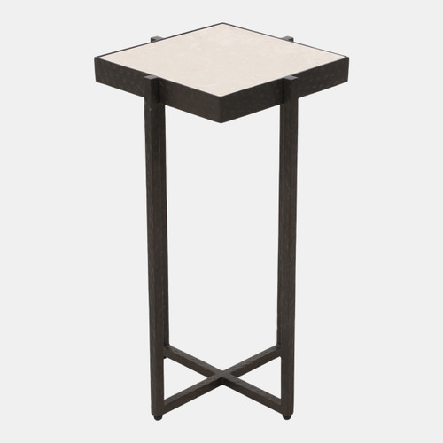 23369-01#22x12" Marble & Forged Metal Accent Table, Beige/b