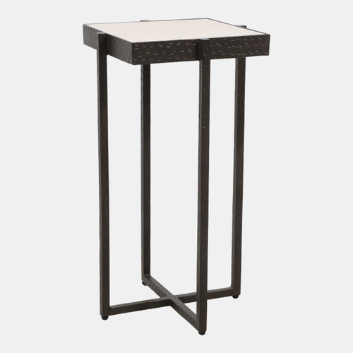 23369-01#22x12" Marble & Forged Metal Accent Table, Beige/b