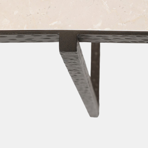 23369-01#22x12" Marble & Forged Metal Accent Table, Beige/b