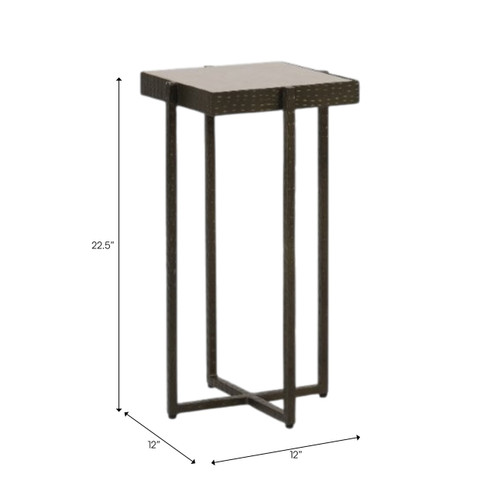 23369-01#22x12" Marble & Forged Metal Accent Table, Beige/b