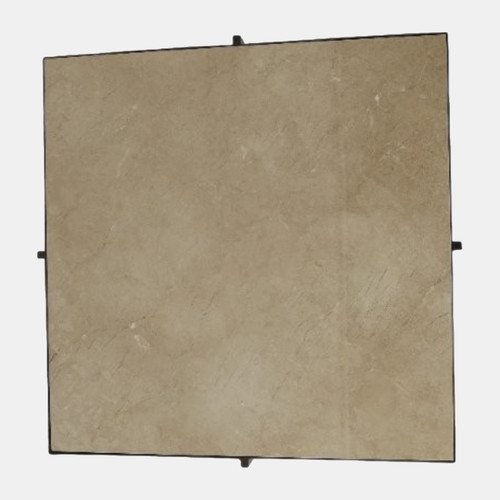 23371#31x18" Marble & Forged Metal Coffee Table, Beige/b