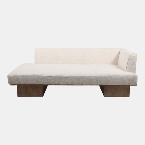 23374#79x37" Linen & Wood Chaise Lounger, Ivory