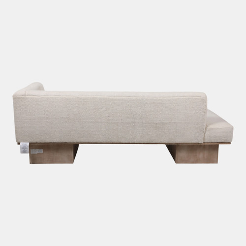 23374#79x37" Linen & Wood Chaise Lounger, Ivory