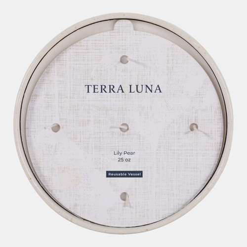 80565-01#8" 25 Oz Lily Pear Glazed Bowl Candle, White