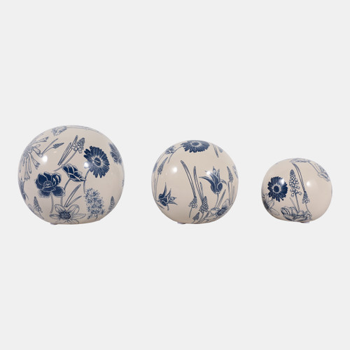23345#S/3 4/5/6" Floral Orbs, Blue/ivory