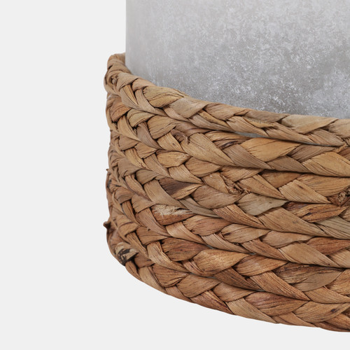 23398-02#7x6" Woven Base Hurricane, Natural/clear