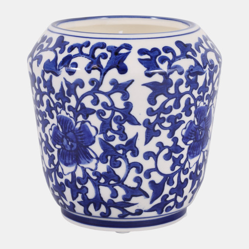 80580#5" 17.3 Oz Ocean Mist Chinoiserie Candle, Blue/wht