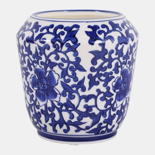 80580#5" 17.3 Oz Ocean Mist Chinoiserie Candle, Blue/wht