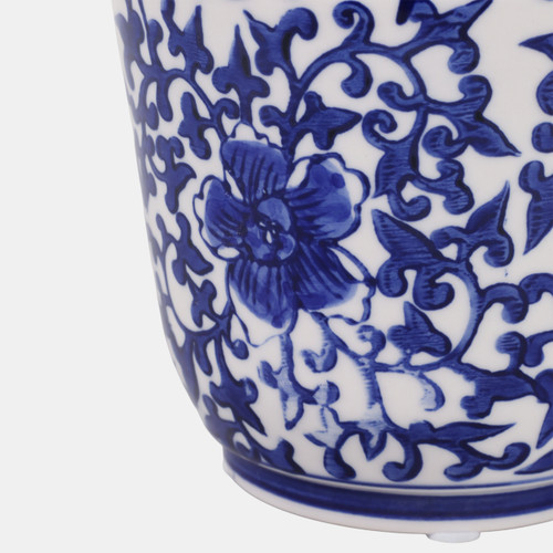 80580#5" 17.3 Oz Ocean Mist Chinoiserie Candle, Blue/wht